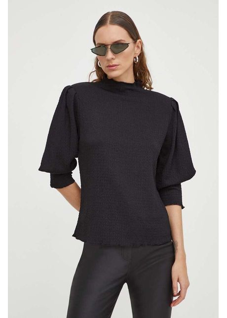 2NDDAY bluza femei, culoarea negru, neted
