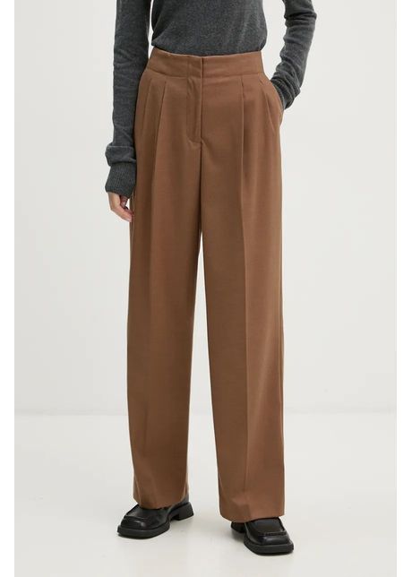 2ndday pantaloni carter femei culoarea bej drept high waist 2245161120
