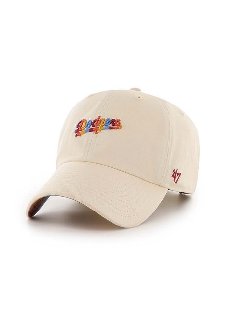 47brand apc de baseball din bumbac mlb los angeles dodgers culoarea bej cu imprimeu