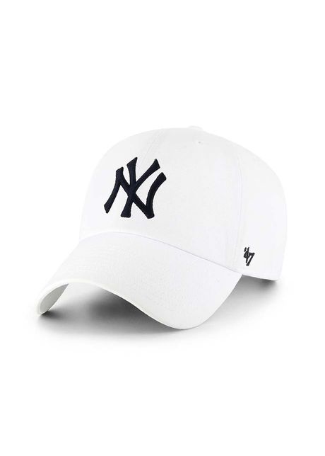 47brand apc de baseball din bumbac mlb new york yankees culoarea alb cu imprimeu b rgw17gws wha