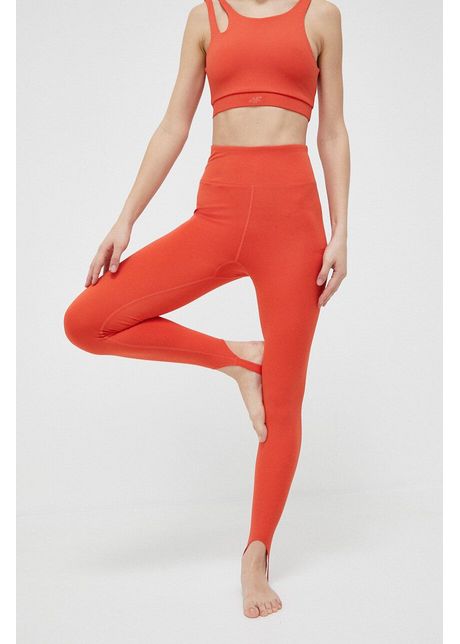 4f jambiere de yoga culoarea portocaliu neted