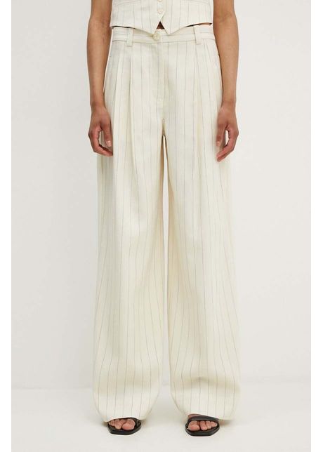 A l c pantaloni alfie femei culoarea bej lat high waist 2pant01026