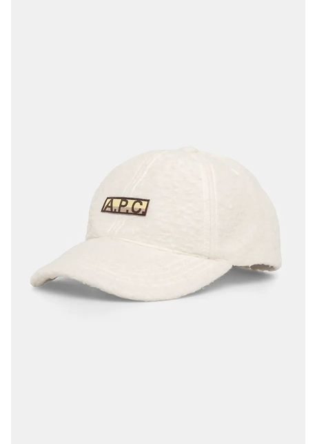 A p c apc din amestec de l n casquette charlie polaire culoarea alb cu imprimeu psaka m24146