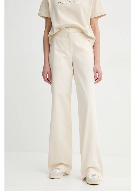 A p c pantaloni de bumbac pantalon margaret femei culoarea bej lat high waist cohfu f08476