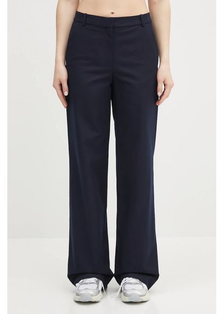 A p c pantaloni de bumbac pantalon margaret femei culoarea bleumarin lat high waist cohfu f08476