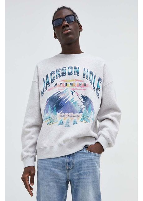 Abercrombie fitch bluza barbati culoarea gri cu imprimeu