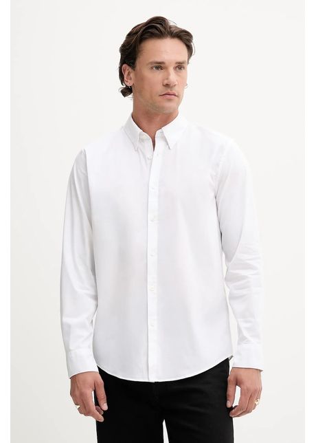 Abercrombie fitch c ma culoarea alb cu guler button down regular ki125 4314