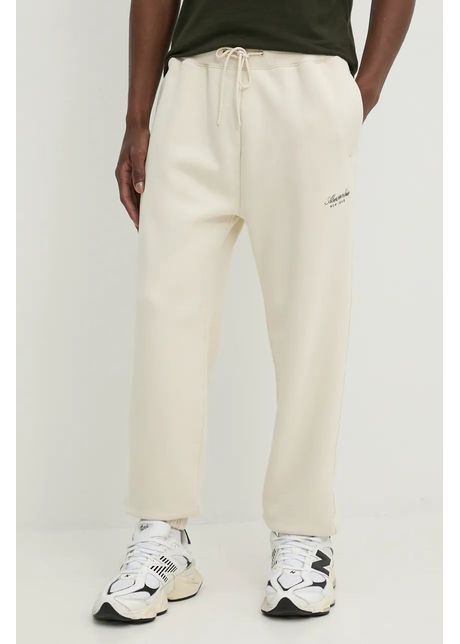 Abercrombie fitch pantaloni de trening culoarea bej neted ki134 4049