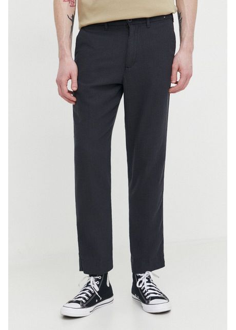 Abercrombie fitch pantaloni din amestec de in culoarea negru cu fason chinos