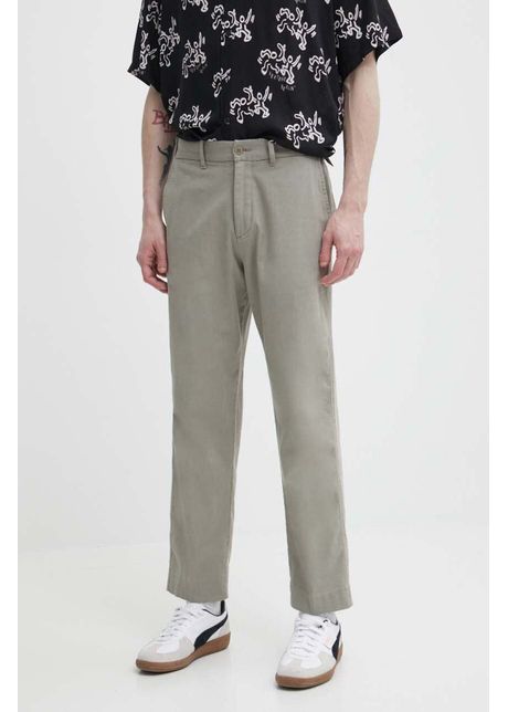 Abercrombie fitch pantaloni din amestec de in culoarea verde drept ki130 4037 332
