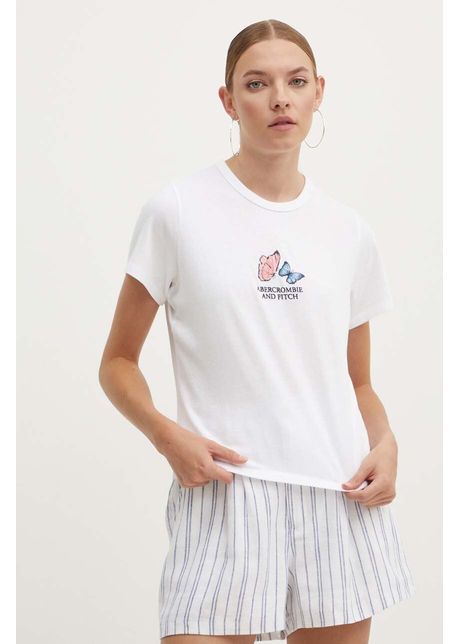 Abercrombie fitch tricou din bumbac femei culoarea alb