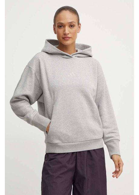 Adidas bluz all szn femei culoarea gri cu glug cu imprimeu iy6760