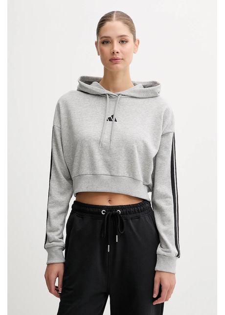 Adidas bluz essentials culoarea gri cu glug melanj je0019