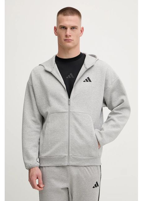 adidas bluză Future Icons culoarea gri, cu glugă, melanj, JD4945