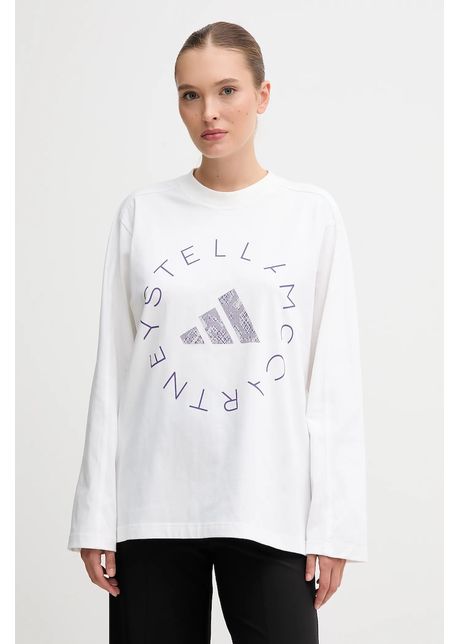 adidas by Stella McCartney longsleeve din bumbac culoarea alb, JM3680