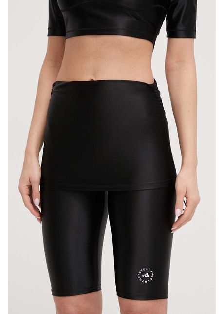 Adidas by stella mccartney pantaloni scur i femei culoarea negru uni high waist in3647