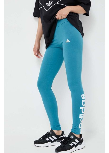 Adidas colanti femei culoarea turcoaz cu imprimeu