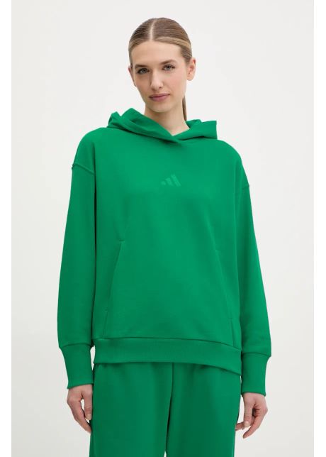 Adidas hanorac de bumbac all szn femei culoarea verde cu glug neted jd4719