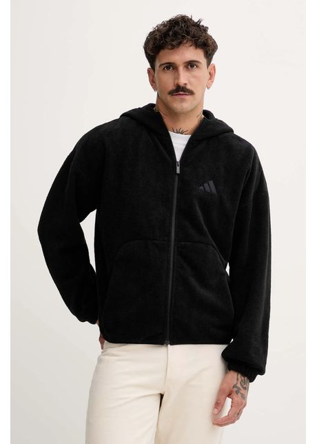 adidas hanorac fleece Future Icons culoarea negru, cu glugă, uni, JM6053
