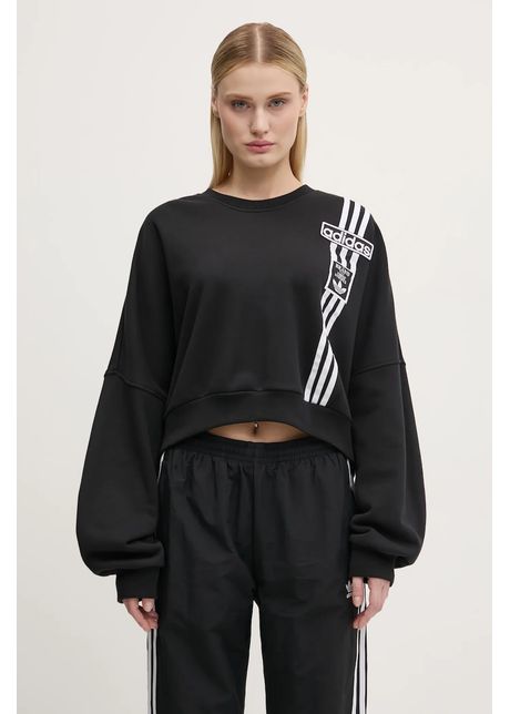 Adidas originals bluz adibreak cropped sweatshirt femei culoarea negru cu imprimeu jd0189