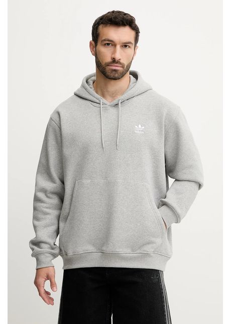 Adidas originals bluz essential culoarea gri cu glug cu imprimeu jv6057