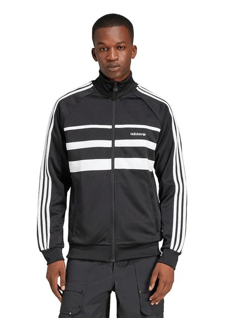 Adidas originals bluza first tracktop barbati culoarea negru cu imprimeu jp1046