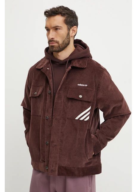 Adidas originals geaca din velur jacket culoarea maro de tranzitie iw3263