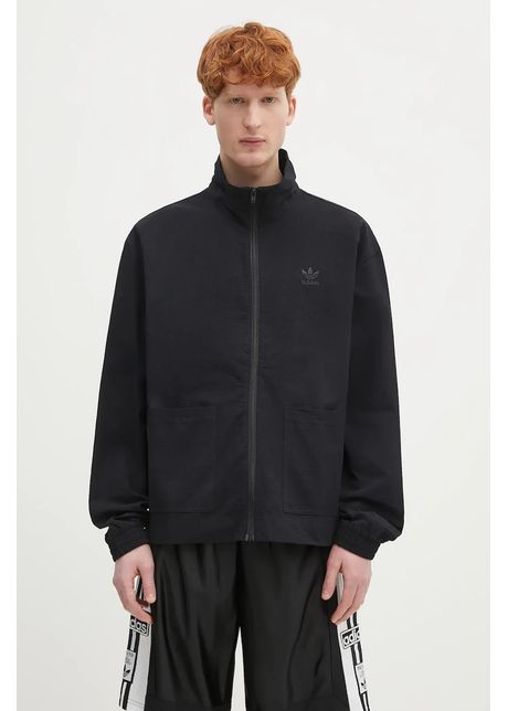 Adidas originals hanorac de bumbac essentials seersucker track top culoarea negru uni jd2458