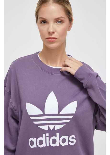 Adidas originals hanorac de bumbac femei culoarea violet cu imprimeu