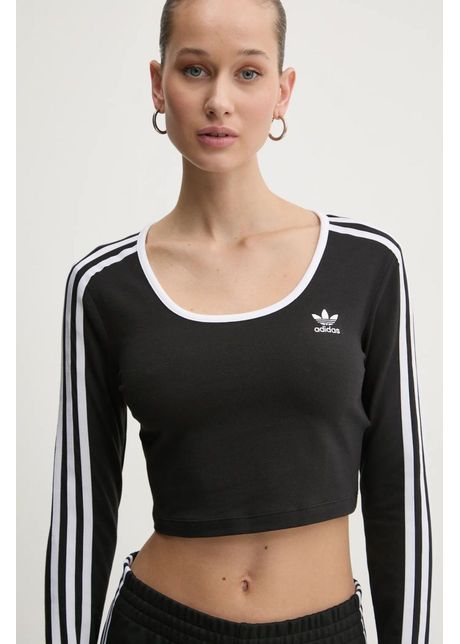 Adidas originals longsleeve 3s ls crop femei culoarea negru jd4624