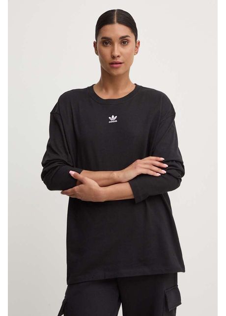 Adidas originals longsleeve din bumbac essential culoarea negru iw0954