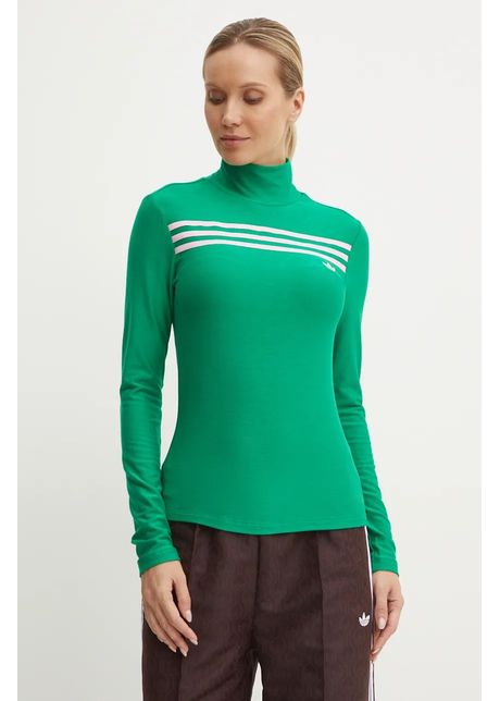 Adidas originals longsleeve longsleeve 3s tee femei culoarea verde cu turtleneck jn8314
