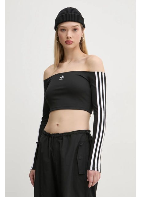 Adidas originals longsleeve off shoulder femei culoarea negru decolteu spaniol jd0274