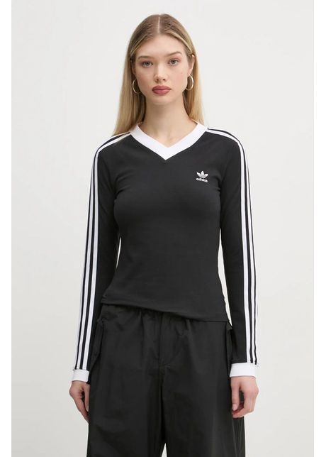 Adidas originals longsleeve v neck ls femei culoarea negru iy7247