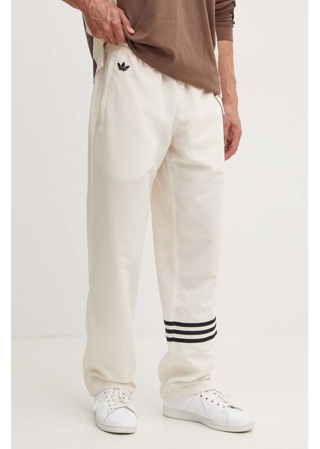 adidas Originals pantaloni de trening culoarea bej, cu imprimeu, JF9158