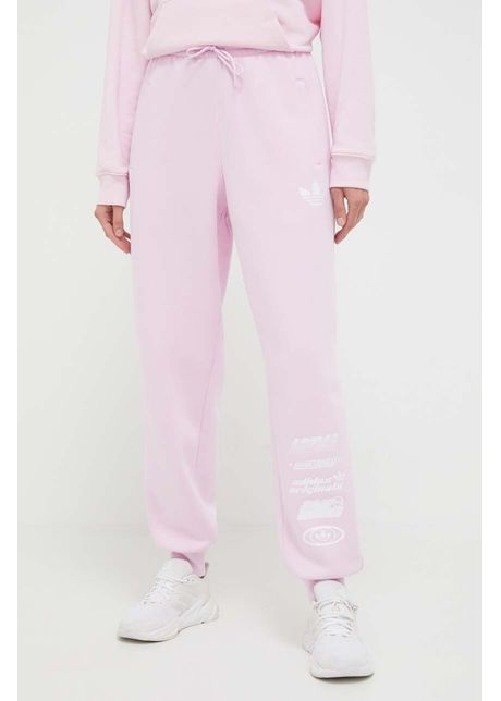 Adidas originals pantaloni de trening culoarea roz cu imprimeu