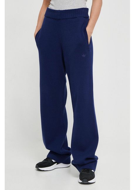 Adidas originals pantaloni de trening din bumbac culoarea albastru marin neted