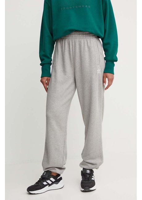 Adidas originals pantaloni de trening din bumbac essential culoarea gri melanj iy4988