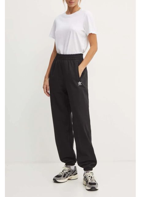 Adidas originals pantaloni de trening din bumbac essential culoarea negru uni iw0952