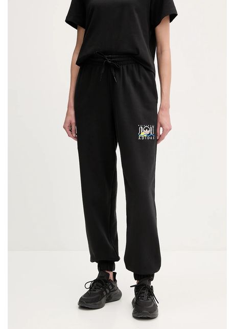 Adidas originals pantaloni de trening din bumbac graphic jogger femei culoarea negru cu imprimeu jc7770