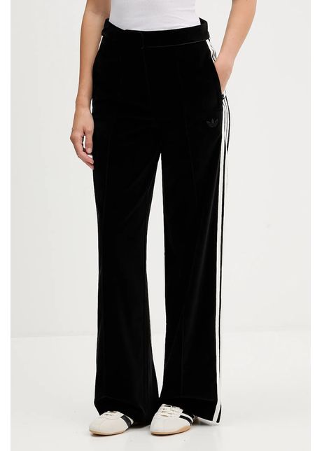 adidas Originals pantaloni de trening din velur Velvet culoarea negru, lat, high waist, KF2304