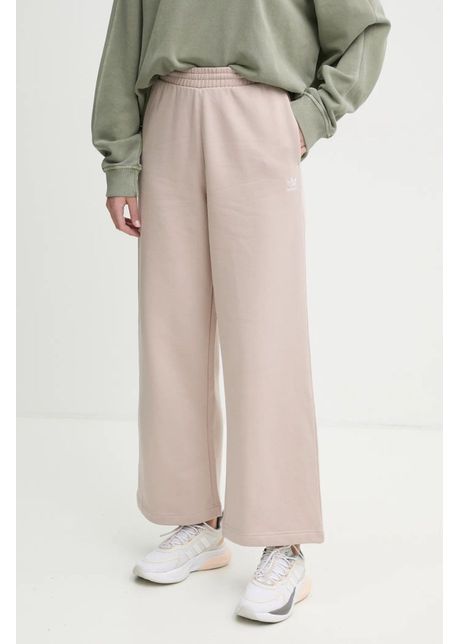 Adidas originals pantaloni de trening femme galore wideleg fleece pants culoarea bej uni jn3029