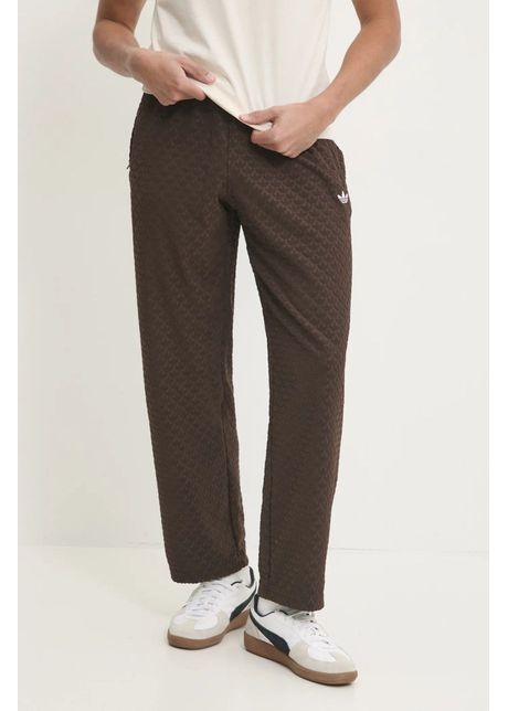 Adidas originals pantaloni de trening q12 monogram tr culoarea maro neted jp4428