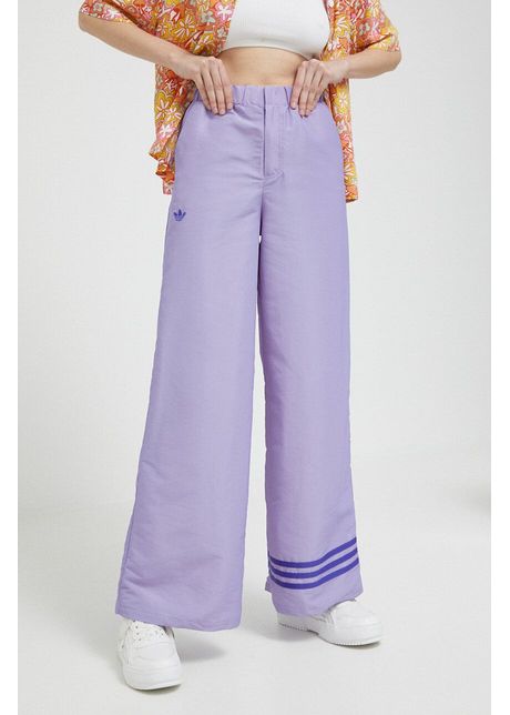 Adidas originals pantaloni femei culoarea violet cu imprimeu