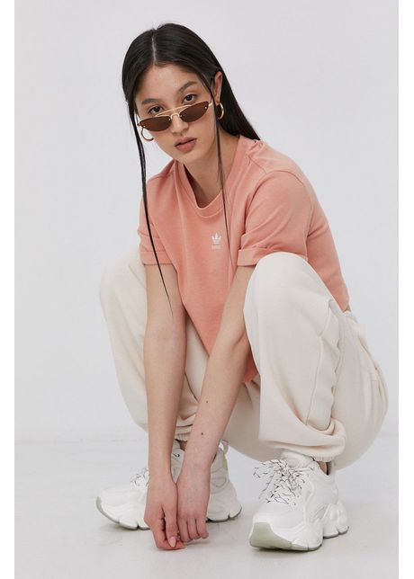 Adidas originals pantaloni h14175 femei culoarea bej material neted h14175 wonwhi