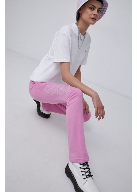 Adidas originals pantaloni hf6771 femei culoarea roz cu imprimeu