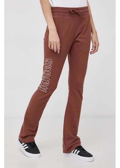 Adidas originals pantaloni hf6772 femei culoarea maro material neted