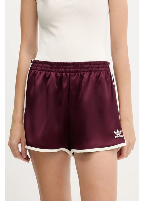 adidas Originals pantaloni scurți 3-Stripes culoarea bordo, uni, high waist, KA7738