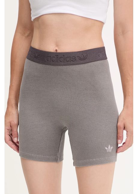 adidas Originals pantaloni scurți Rib Shorts Wash culoarea gri, uni, high waist, JW3592
