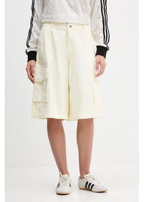 adidas Originals pantaloni scurti din bumbac Cargo Jorts culoarea bej, neted, high waist, JD0138